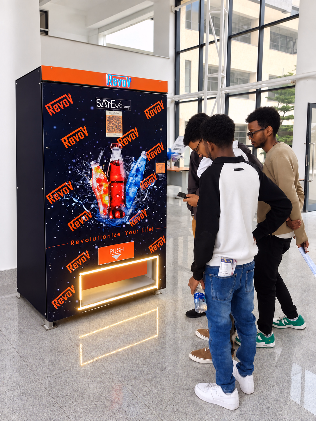 Customers using the RevoV vending machine